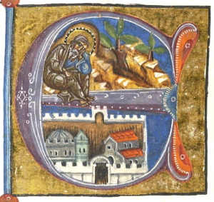 E (initial with Jeremiah the Prophet lamenting Jerusalem)