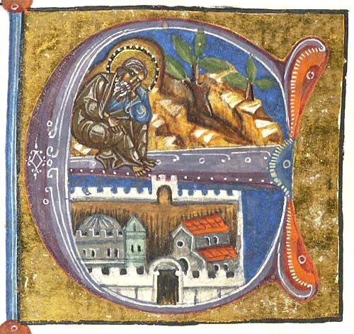 E (initial with Jeremiah the Prophet lamenting Jerusalem)